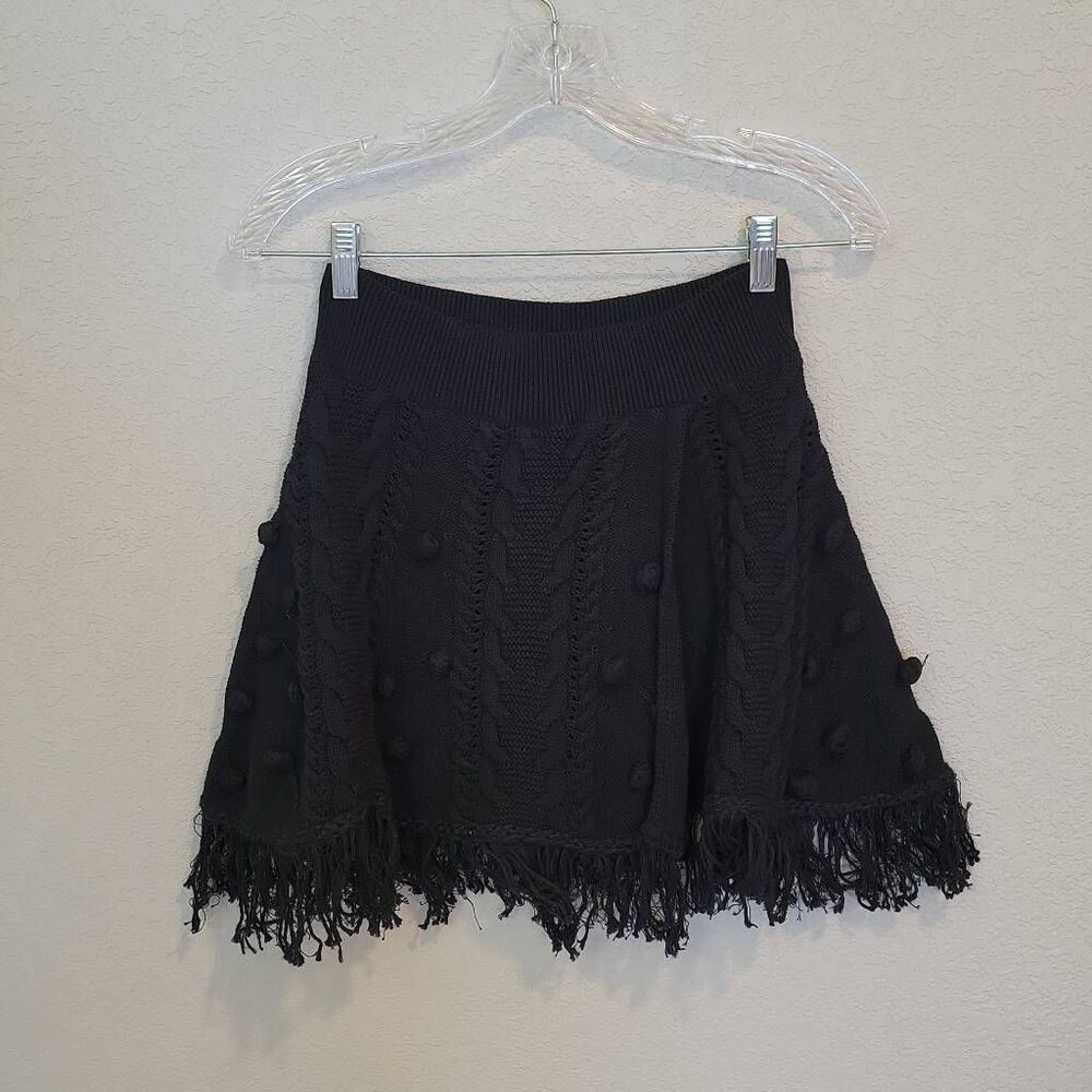 Free People Women's Size S Mini Skirt Black Knit Boho - Picture 2 of 6